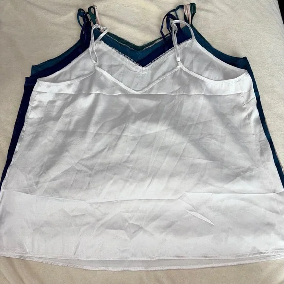 Ekouaer 6 Piece Satin Cami and Pant Set V-Neck Lace Adj Straps Jewel Tones XL - Picture 7 of 13